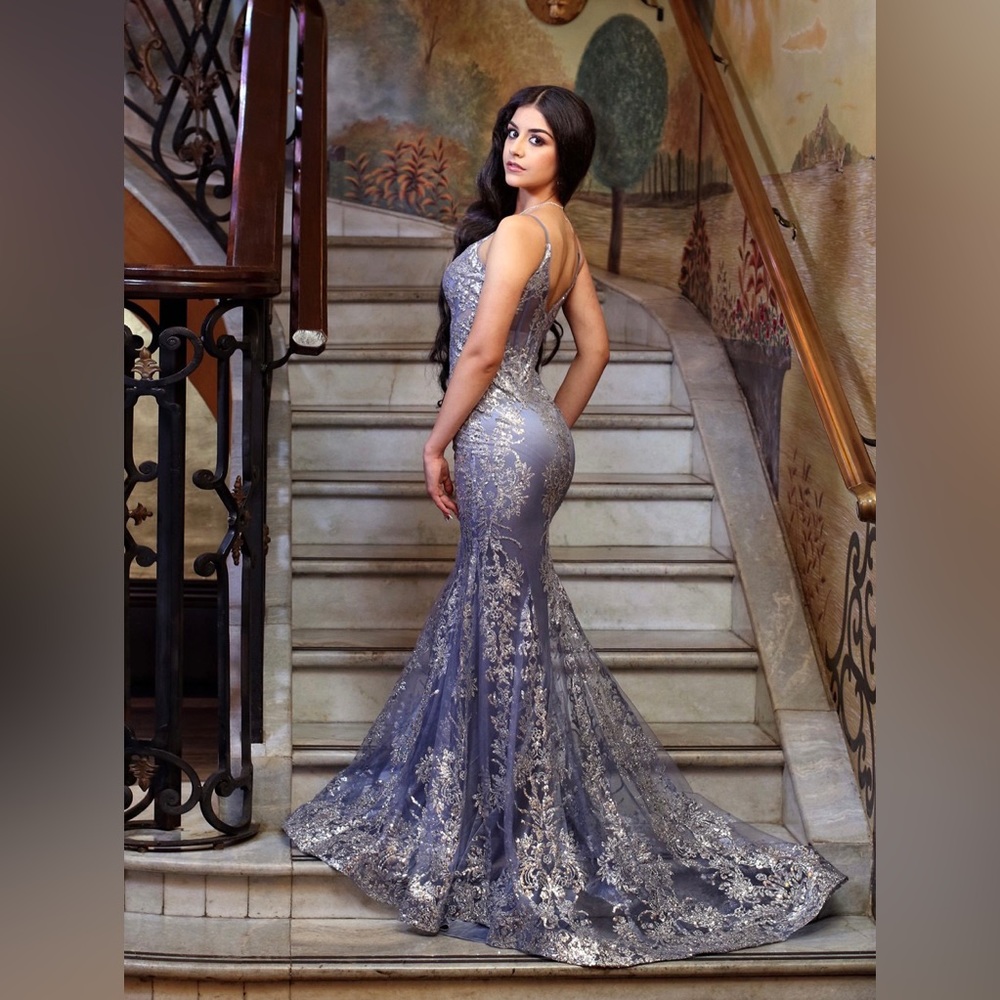 Mia Bella Couture Blue Formal Dress